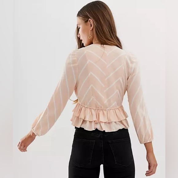 FREE PEOPLE Blouse Womens Small Pink & White Stripe Samifran Balloon Sleeve Top - Picture 4 of 11